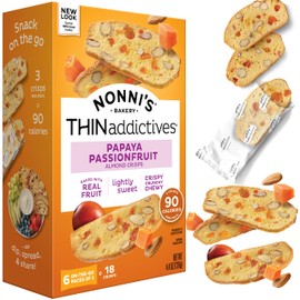Nonni's THINaddictives Almond Thin Cookies - Papaya & Passionfruit Almond Cookie Thins - Biscotti Italian Cookies - Biscotti Individually Wrapped Cookies - Kosher Coffee Cookies - 4.4 oz