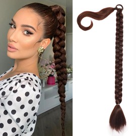 Charsun 20inch Long Braided Ponytail Extensions for Women, Straight Wrap Around Hair Extensions With Hair Tie, Natural Soft DIY Synthetic Ponytail Hair Extensions Daily Wear(Light Brown)
