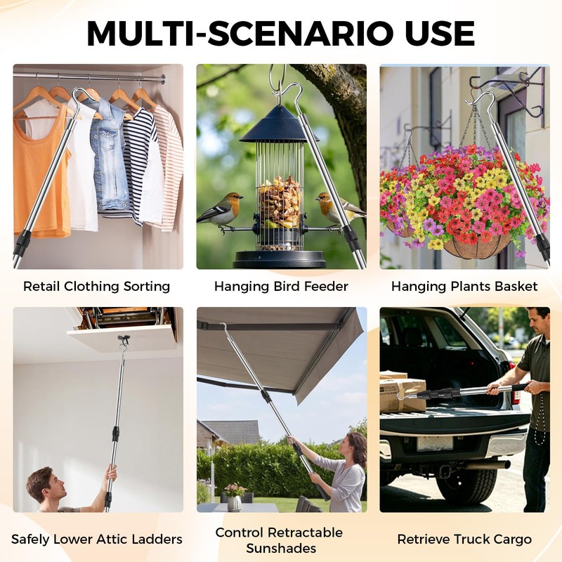 Attic Ladder Pull Down System Telescoping Pole Clothes Hook Pole