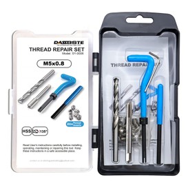 DASBSTE Thread Repair Set, Thread Repair Tools with M5 M6 M8 M10 M12 M14 to Choose From, for Aluminium, Plastic & Metal (M5 x 0.8)