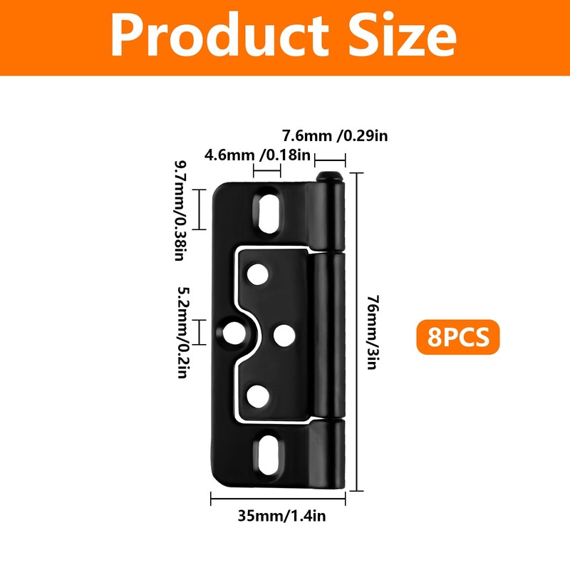 WangChaoJiu 8 Pcs Black Modern Non-Mortise No Noise Bifold Door