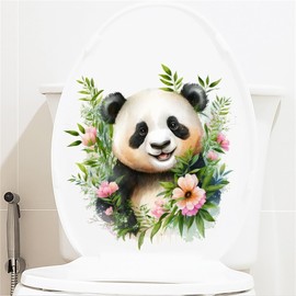 WAFT YEARN Super Cute Panda Toilet Seat Lid Cover Decals Stickers PVC Sticker Removable Self-Adhesive Restroom Decor Art Decoration (Panda 5)