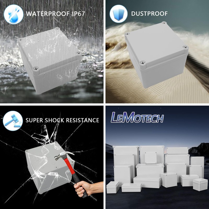 LeMotech Junction Box IP67 Waterproof Dustproof ABS Plastic Project Box
