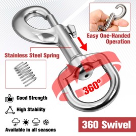 GOLD DEER 2Pcs 3.5 Inch Flag Swivel Snap Clips Hooks Swivel Eye Bolt Snap Hook Flag Clips for Rope Snap Clip with Swivel Eyelet for Diving Pet Leash Key Chain Flag Clothes Line