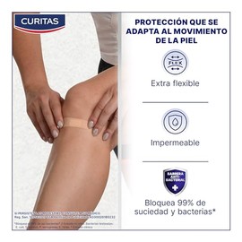 Curitas Venditas Adhesivas Tela Elástica, tela durable y flexible con adherencia duradera, protegen la herida contra la suciedad y bacterias, 20 piezas