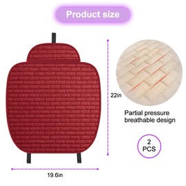 Mandark Car Front Bottom Seat Cover, 2PCS Anti Slip Comfortable Vehicle Front Cushion Protector with Storage Pocket, Breathable Linen Frontseat Pad Mat, Universal Automotive Accessories (Wine Red)