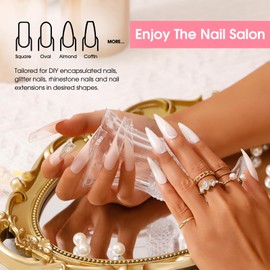 ROSALIND White Rose Pink Poly Nail Gel, 2 PCS 60ml/2oz White Dark Pink Poly Extension Gel