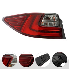 Headery Taillight Assemblies for 2016-2018Lexus ES300h ES350 LED Taillight Version Left Driver Side Brake Stop Lamp, Parking Light Red Clear Lens (Left Driver Side)