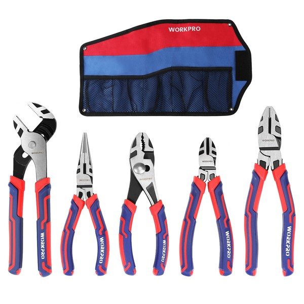 WORKPRO Pliers Set, Premium Cr-V Construction, Includes 6 Inch Slip