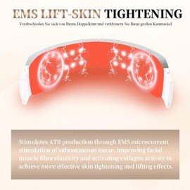 EMS V-Face Gesichtsmassagegerät, Rot/Blau Licht Face Massager, Doppelkinn Entferner, 6 Modi, Professionelles V-Line Gesichtsschneider für Schlanke Kieferlinie, Face Massager mit Fernbedienung,Typ-C