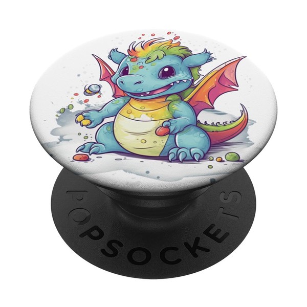 Dragon Sidewalk Kreidekunst: Fabelwesen PopSockets mit austauschbarem PopGrip