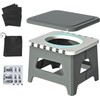 Camping Portable Toilet Chair,Firm Foldable Emergency Toilet With Lid,Folding Stool