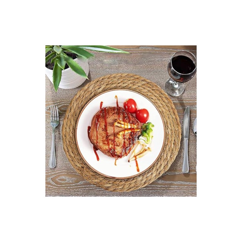 FSSTUD 4 Pcs Round Woven Placemats Rustic Wicker Table Mats
