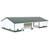 1/64 White & Green 60ft x 120ft Wooden Implement Shed