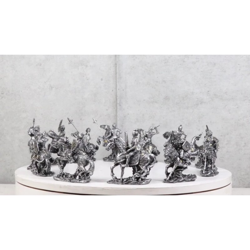 Set of 12 Medieval Armored Cavalry Horse Knights in Suit