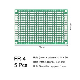 sourcingmap 5pcs 4x6cm Double Sided PCB Board Universal Printed Circuit Proto Board for DIY Soldering Electronic Projects Practice Test Circuit