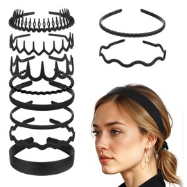 10pcs No Slip Headband With Teeth Comb,Plastic Black Headbands for Women Suitable for Women Men Teen Girls,Matte Tooth Hair Bands