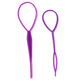 ruech 2 Topsy Tail French Braid Loop Hair Braid Ponytail Maker Hair Styling Tools Ponytail Creator Plastic Loop, Hair Accessories (Purple)