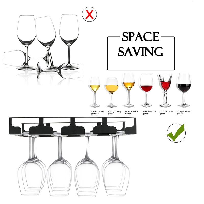 Jbikao Wine Glass Rack - Under Cabinet Stemware Wine Glass