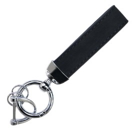 Kirakira Punpummaru Leather Key Chain Silver D-Ring Key Strap for Cars, Men's, Motorcycles, Fall and Lost Prevention, silver/black