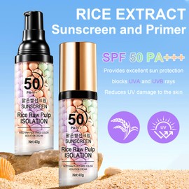 3 In 1 Primer for Face Before Makeup, SPF 50 PA+++, Sunscreen Isolation Cream, One Step Color Corrector Primer, Blurs Facial Serum Oil Control & Moisturizing Skin Tone Correcting, Radiance Skin (1PC)