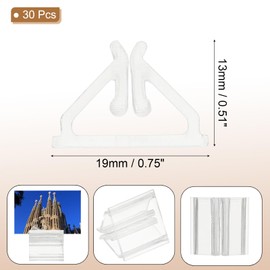 PATIKIL 0.75 Inch Plastic Card Stands, 30 Pcs Place Card Holders Triangle Design Modern Table Number Stands for Party Board Games Photos Memos Price Tags Labels Menus, Transparent