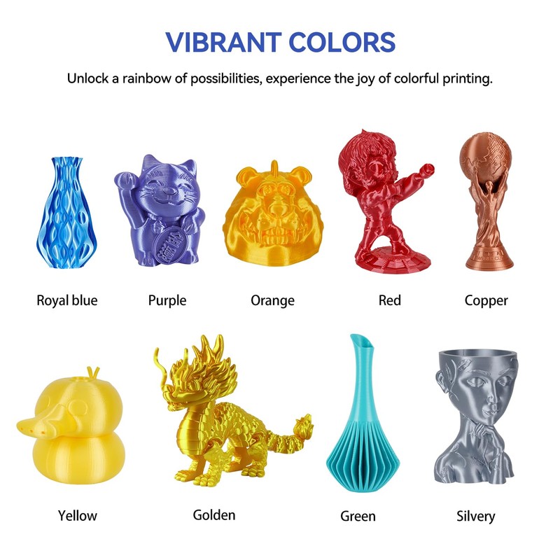 Kingroon Kingroon Silk PLA 3D Printer Filament, Dimensional Accuracy +/-