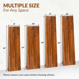 CraftVie 36'' Live Edge Floating Shelves Set of 2 - Thick and Heavy Floating Shelves for Wall, Rustic Shelves with Brackets for Home Decor, Farmhouse Bathroom Decor, Golden Teak Color, 36" x10''