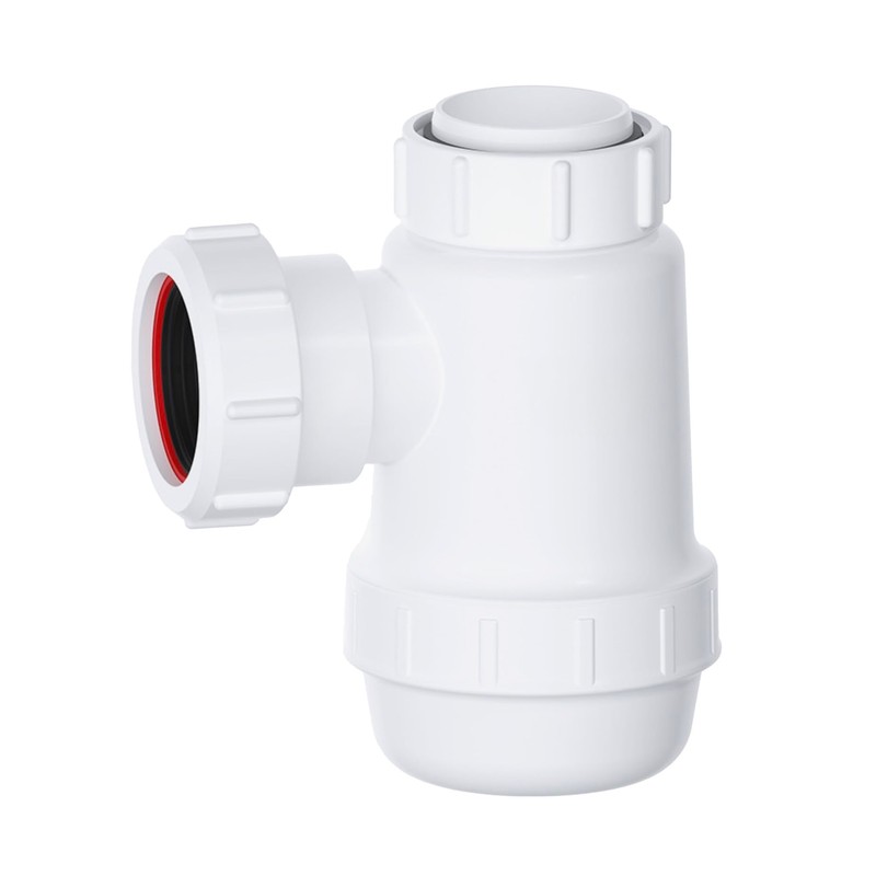 Shallow Bottle Trap 40mm 1-1/2" with Anti-Slip Ring, Space Saving