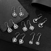 Silver Crystal Dangle Earrings Set for Women Hypoallergenic Leverback Drop