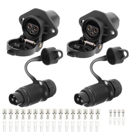 AGRISHOP Trailer Plug 3-Pin 12 V 24 V and 2 Pieces Socket 3-Pin Waterproof Tractor Socket Plug 3-Pin for Lorry RV Car Plug 3 Pin with Insulation Sleeve Wire Crimping Terminal Block