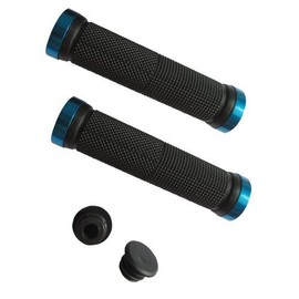 Accessotech Double Lock On Locking Handlebar Grips Cycle Bicycle MTB Mountain Bike BMX Sport Blue