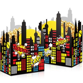 Outus 24 Pieces Party Favor Box Colorful Theme Candy Treat Boxes Cardboard Goodies Present Cookies Boxes for Kids Birthday Baby Shower Parties Carnival Decorations Supplies, 6.1 x 2.4 x 4.3 Inches