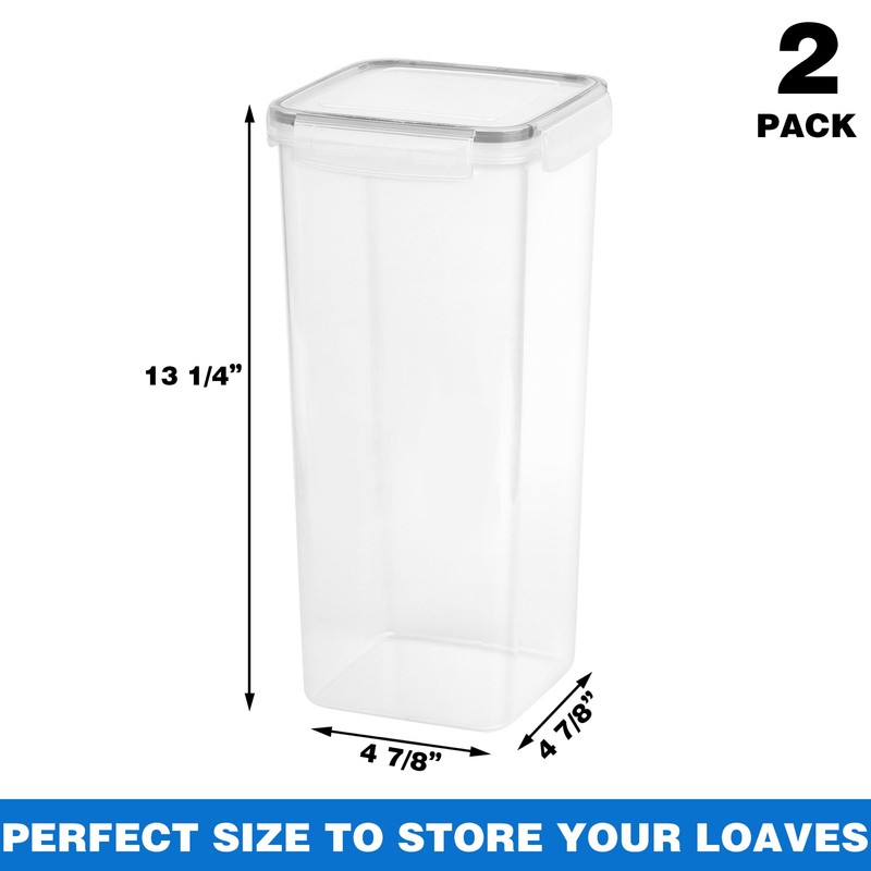 Tiawudi 2 Pack Bread Box, Plastic Bread Container, Bread Storage