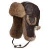 frr Vintage Rodeo Leather Rabbit Fur Aviator Hat (L) Brown