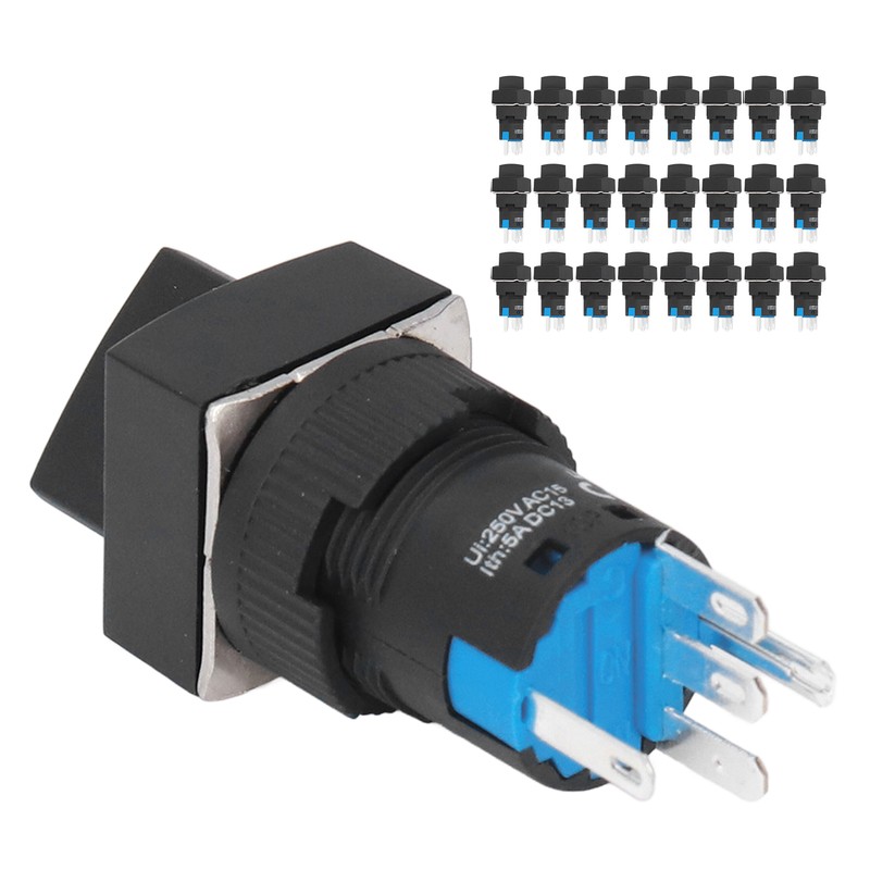 25PCS 16mm Square 5 Pin Knob Select Switch Self Locking