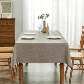 BALCONY & FALCON Rectangular Jacquard Tablecloth, Linen Look Tablecloth for Kitchens, Restaurants, Cafes, Gardens, Outdoors, Parties, Weddings, Festivals, Brown-Beige, 140 x 240 cm