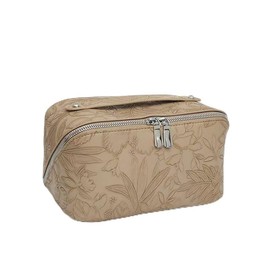 SAILYLENCEY]Travel Makeup Bag - PU leather Waterproof, Large capacityWith divider and storage bag，Portable with handle