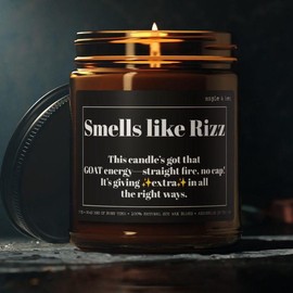 Rizz Candle, Funny Teen Gift, Rizz Gen Alpha Middle School Funny Gifts, Slang Teen Present, Teenage Girl Boy, Decor Scented - Size: 9 oz, Scent: Unscented