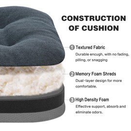 baibu Set of 4 Chair Pads for Dining Chairs, Dual-Layer Patent Design Memory Foam Chair Seat Cushions, Non-Slip Dining Chair Cushions with Ties, 16.5” x 16.5” x 3.5”, Black