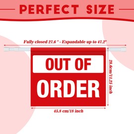 Suzile ''Out of Order'' Hanging Doorway Barricade Sign with Adjustable Pole 11.25'' x 18'' Safety Signs Sign Kit Out of Order Sign for Restrict Access to Restrooms Bathrooms Door Elevators