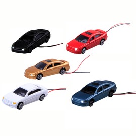szzijia Painted Head Light Model Car 1:100 Scale HO Gauge for Building Train Layout (Pack of 5)