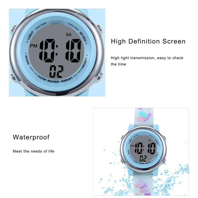 LED Kids Watch Waterproof Backlight Cartoon Digital Child Watch with