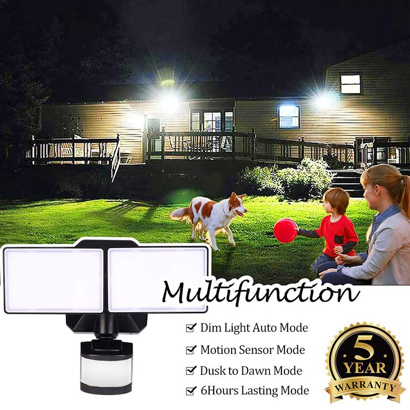 EMANER Dusk-to-Dawn Floodlights with Motion Sensor, 4 Lighting Modes, 2800lm