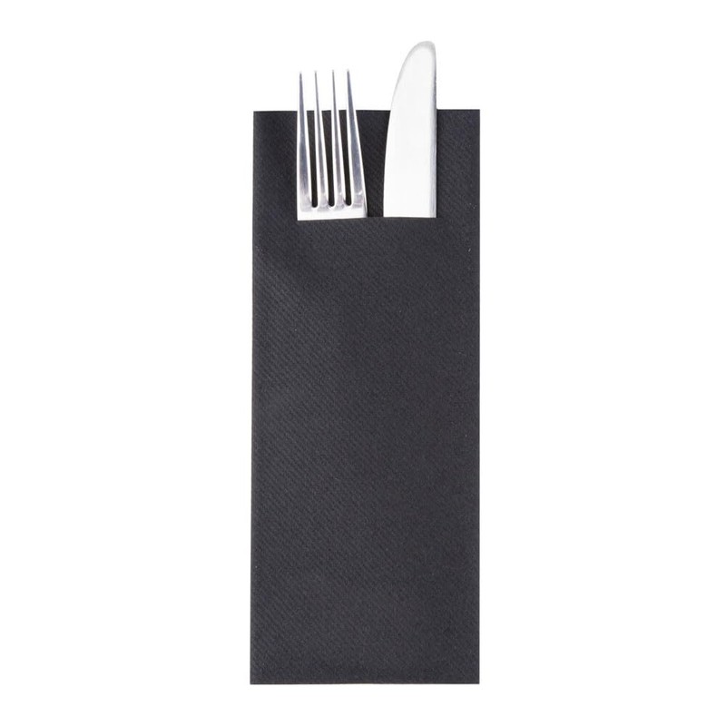 Linclass-Professional Napkin Bags 40 x 33 cm Black 1/8 Fold