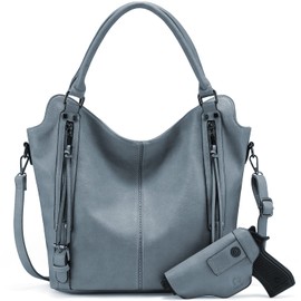 Concealed Carry Hobo Purse for Women Faux Leather Crossbody Shoulder Bags Large Tote Bag with Detachable Holster