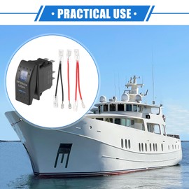 X AUTOHAUX 5 Pin Interior Light Waterproof Rocker Switch Toggle - ON/Off Kit, 20A/12V 10A/24V SPST On Off Universal for Automotive Cars Vehicles Boats Waterproof ABS Blue with Wires