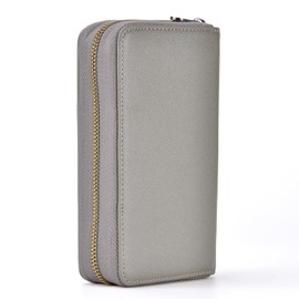 Estuche para bolígrafo estilográfico, de piel auténtica, 10 ranuras divididas, color gris, soporte para bolígrafo Rollerball hecho a mano, organizador con cierre