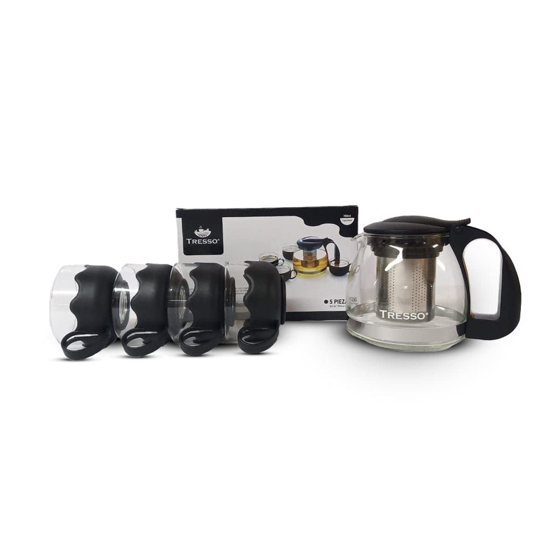 TRESSO Set de tetera de cristal de 700 ml con