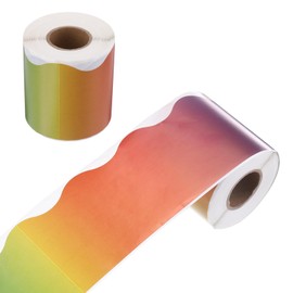 sourcing map 66ft Bulletin Board Borders, Gradient Colorful Scalloped Rolled Border Trim Decor for Classroom Desk Window Wall Decoration